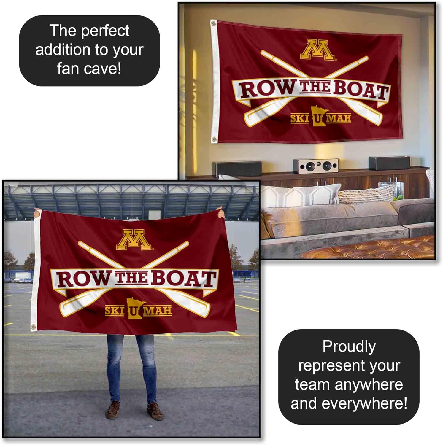 College Flags & Banners Co. Minnesota Gophers Row The Boat Ski U Mah Flag - Image 5