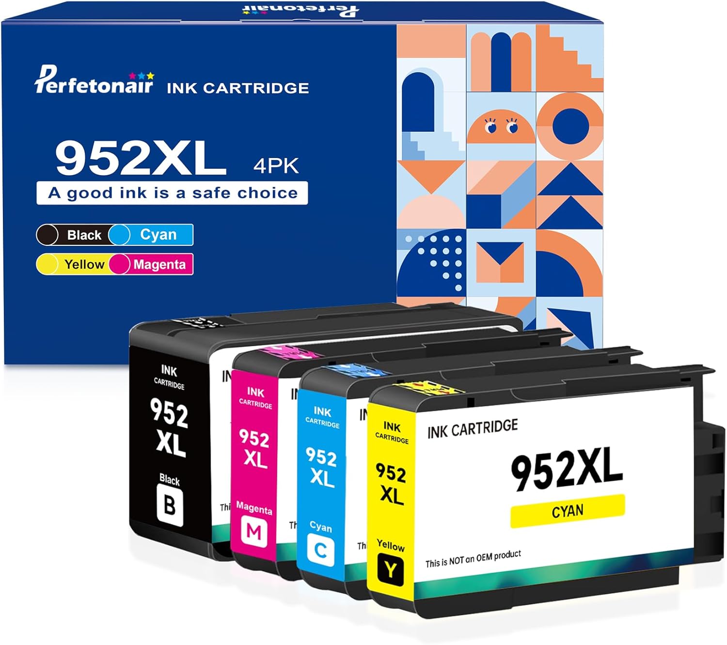 952XL Ink Cartridges Replacement for HP 952XL Ink Cartridges Combo Pack Compatible with HP Officejet Pro 8710 7740 8720 8210 8715 8702 7720 8730 8740 8700 Printer (4 Packs, Black Cyan Yellow Magenta)