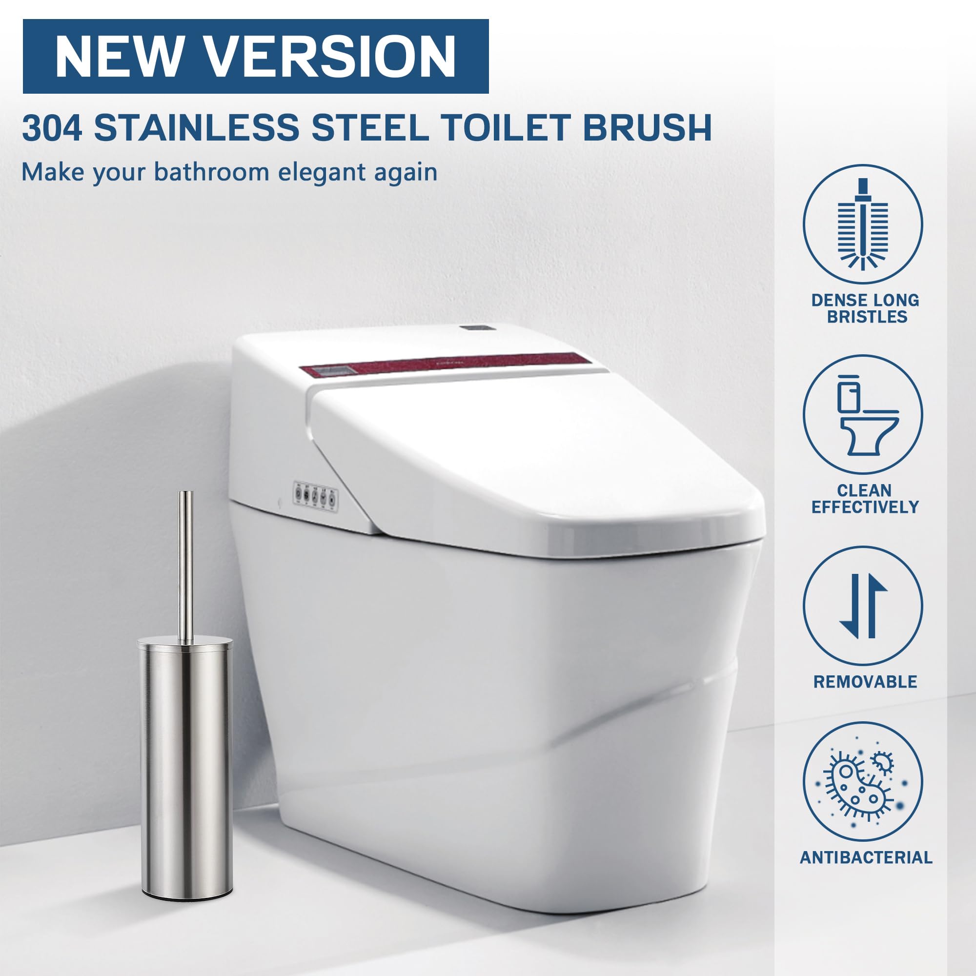 Gricol Brosse WC INOX Avec Support - Brosse Toilette Acier Inoxydable Argent + Brosse Supplémentaire