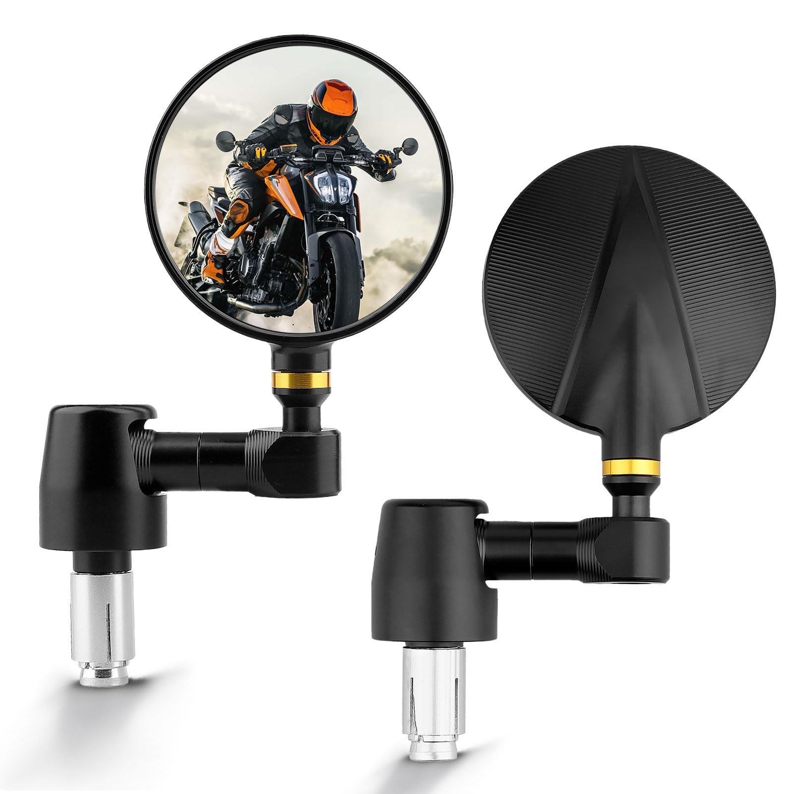 Motorcycle Handle Bar Mirror Compatible with Victory Ducati Mirror Most Motorcycle Street Bike Scooter Cruiser Round Motorcycle Mirror with CNC Cutting Side Mirrors Blun Lenses 7/8" Bar Universal Fit