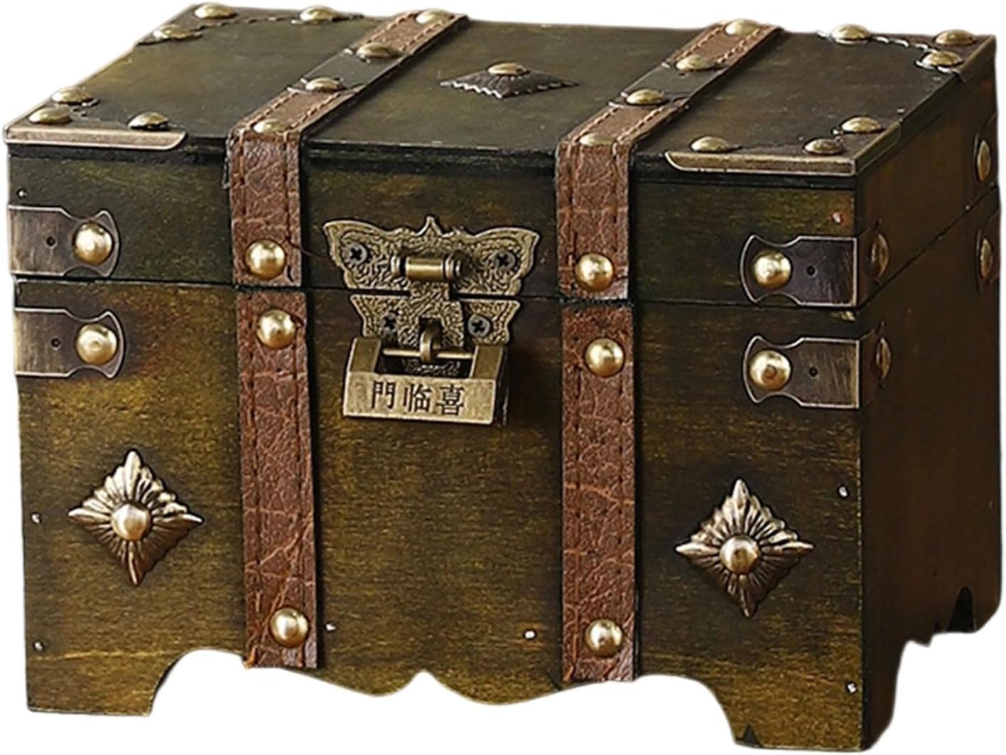 Vintage Themed Security Storage Chest Metal Hardware Large Capacity Organizers for Jewelry Antiques Accessories Antique Security Storage Box
