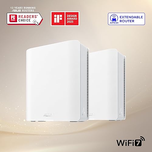 Miniatura 2 de ASUS ZenWiFi BT10 Tri-Band WiFi 7 Mesh, 18 Gbps, 6000 pies cuadrados (2 paquetes), puertos duales 10G, seguridad y controles parentales incluidos,