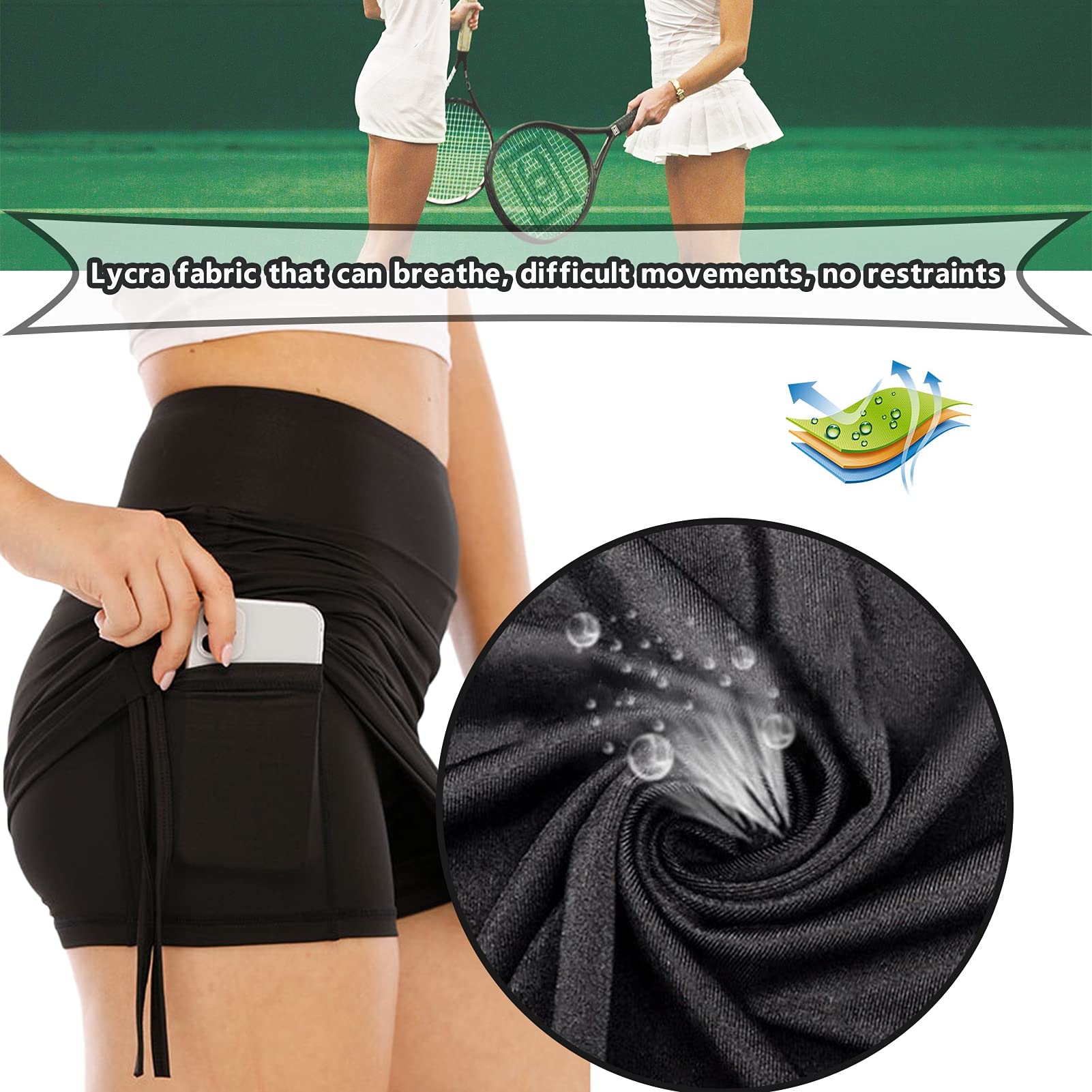 WeißEr Plissee-Tennisrock, WeißE GolfröCke füR Frauen, Tennisrock Damen Sportlich Golf Skort Activewear Eingebaute Shorts Sport Outfits Training Laufen MiniröCke