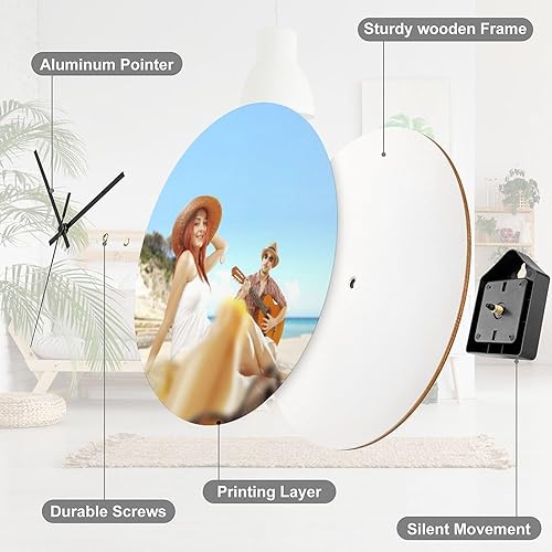 Miniatura 3 de Reloj de pared de madera, reloj de pared personalizado con foto, reloj de pared personalizado, silencioso, sin tictac, relojes de pared de diseño