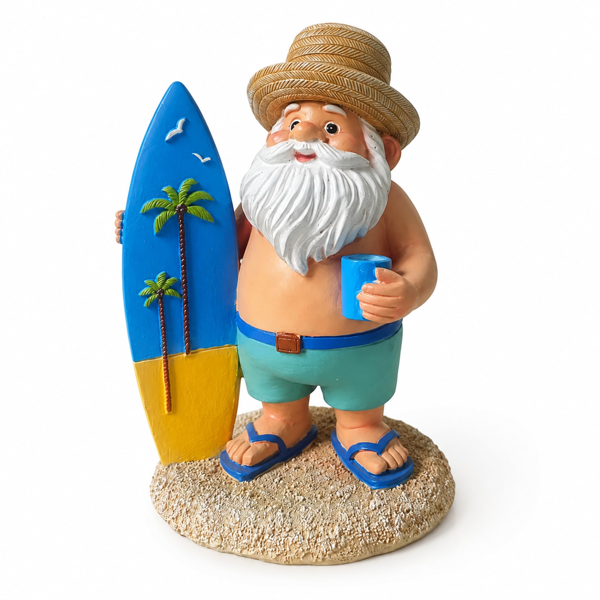 Etlemonde Surfboard Gnome Beach Costal Nautical Ocean Gnomes Statues Themes Decor，Guitar Gnome Home Decor Gifts (Surfboard Gnome)
