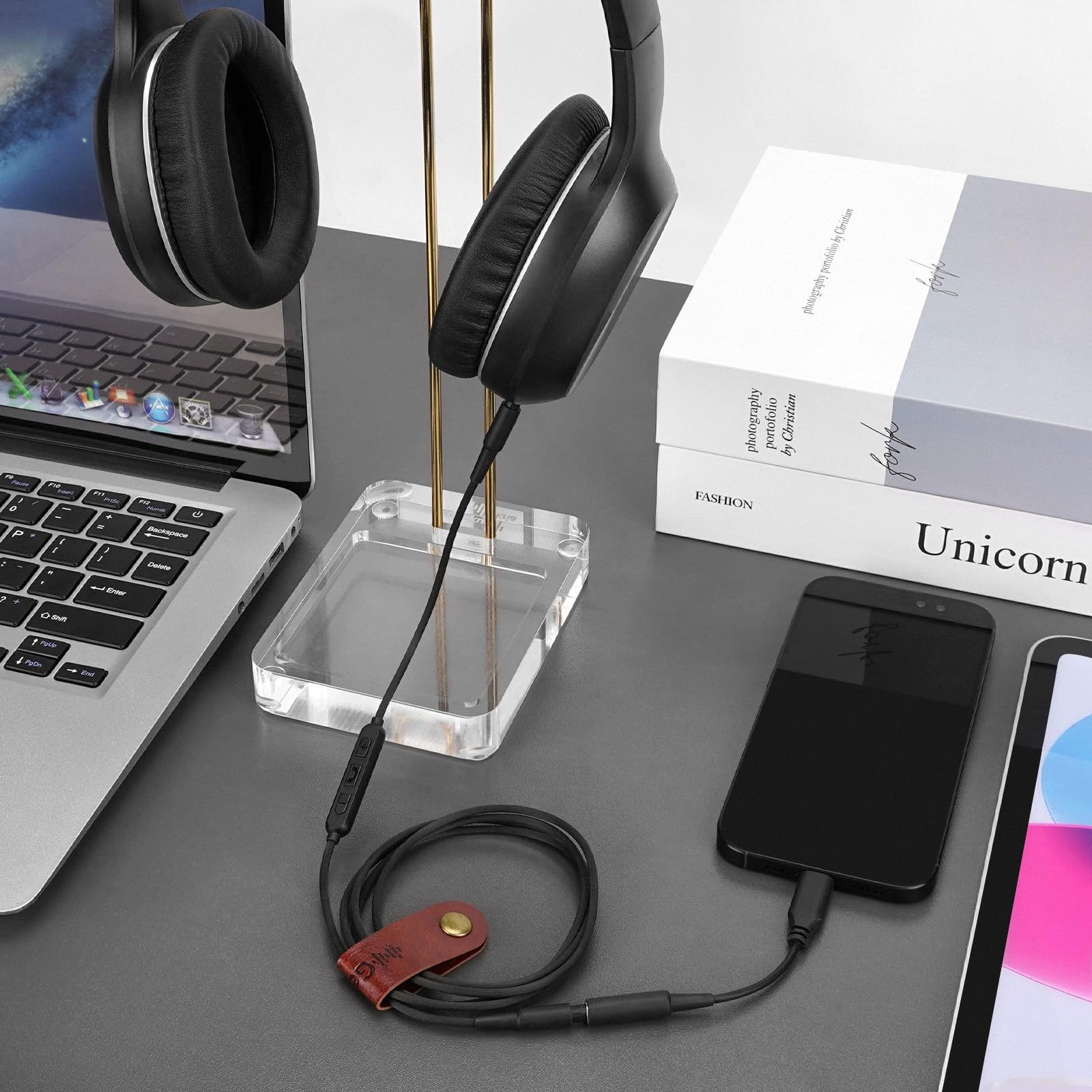 GEEKRIA Kabel audio z mikrofonem, kompatybilny z Edifier STAX SPIRIT S5, W800BT, kabel słuchawkowy, 1/8 cala (3,5 mm) na 3,5 mm, zapasowy kabel stereo z mikrofonem wbudowanym i regulatorem głośności