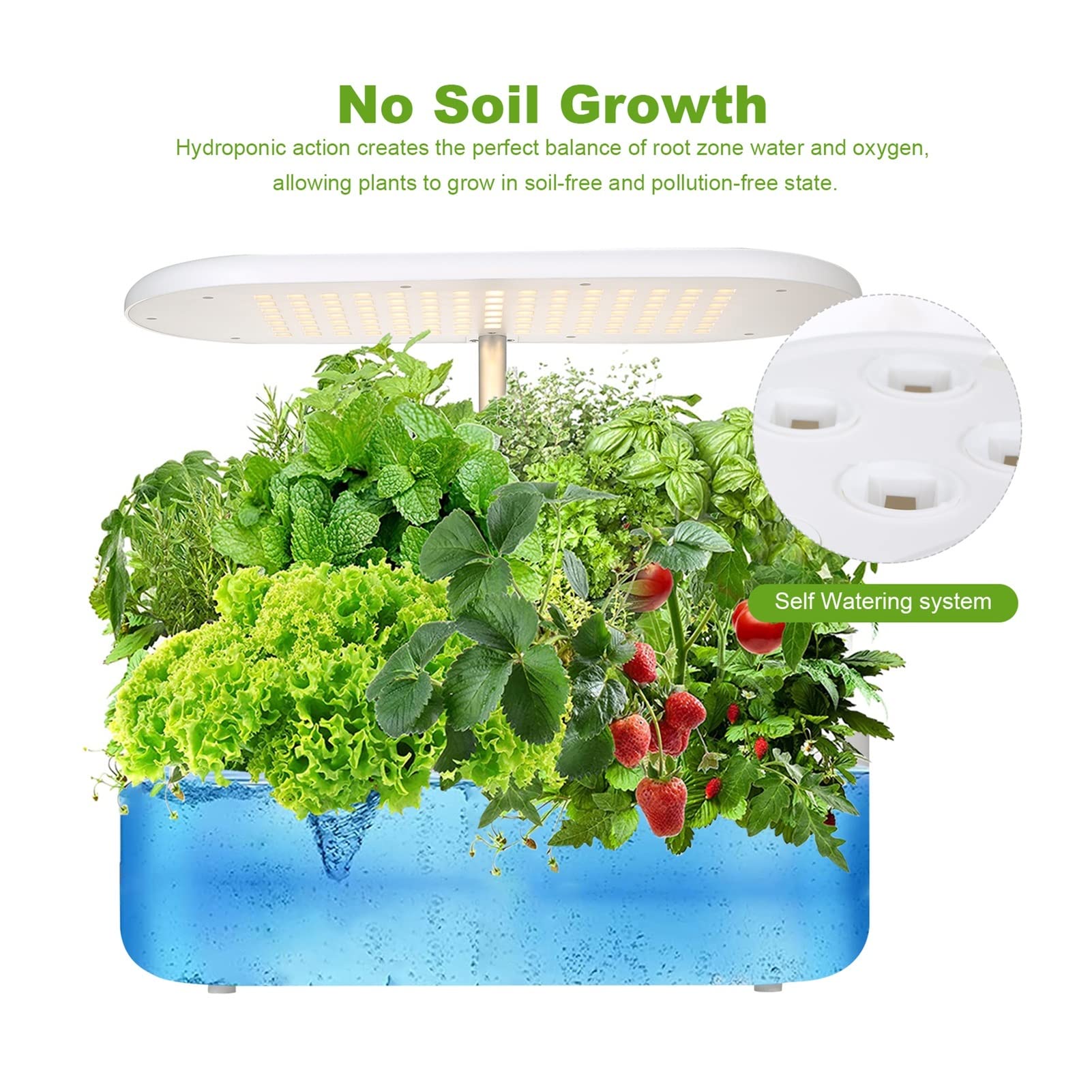 Lámpara LED de espectro completo Phyto, sistema de cultivo hidropónico de altura ajustable, dos modos de cultivo, luz de crecimiento hidropónico para invernadero, kits y sistemas de cultivo hidropón