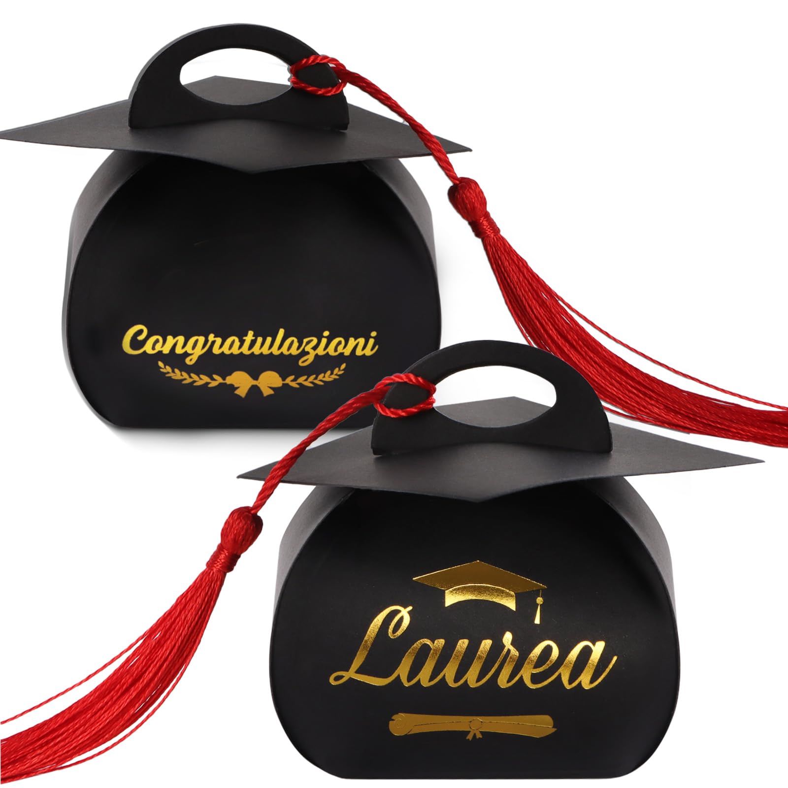 50 Bomboniere Laurea Portaconfetti Forma Orsetto - Scatoline Rosso Con Nastro, 8x10x4.2cm - Foto 9