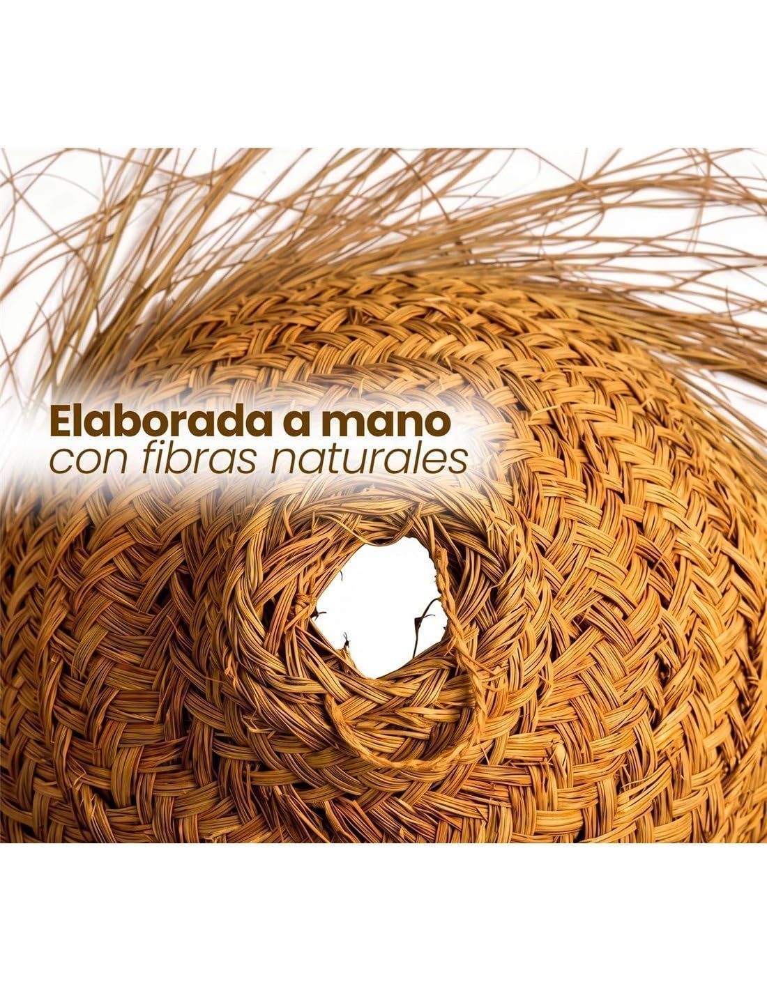 JARDIN202 - Pantalla para Lámpara de Esparto con Flecos | Diseño Menorca Artesanal | Iluminación Boho | Lampara de Techo Artesanal | (Grande)