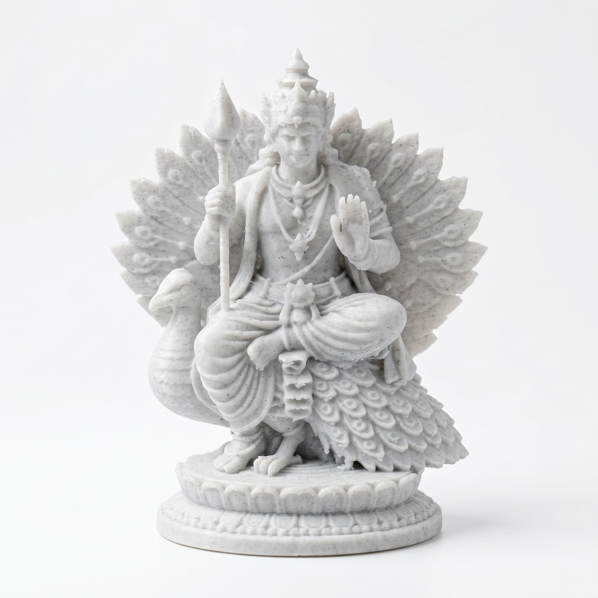 Lord Murugan|Kartikeya Statue | 3D Printed PLA Marble Idol | Lightweight Washable Decorative Spiritual Idol for Home Temple & Gifting | 82 x 46 x 100 mm-image-1