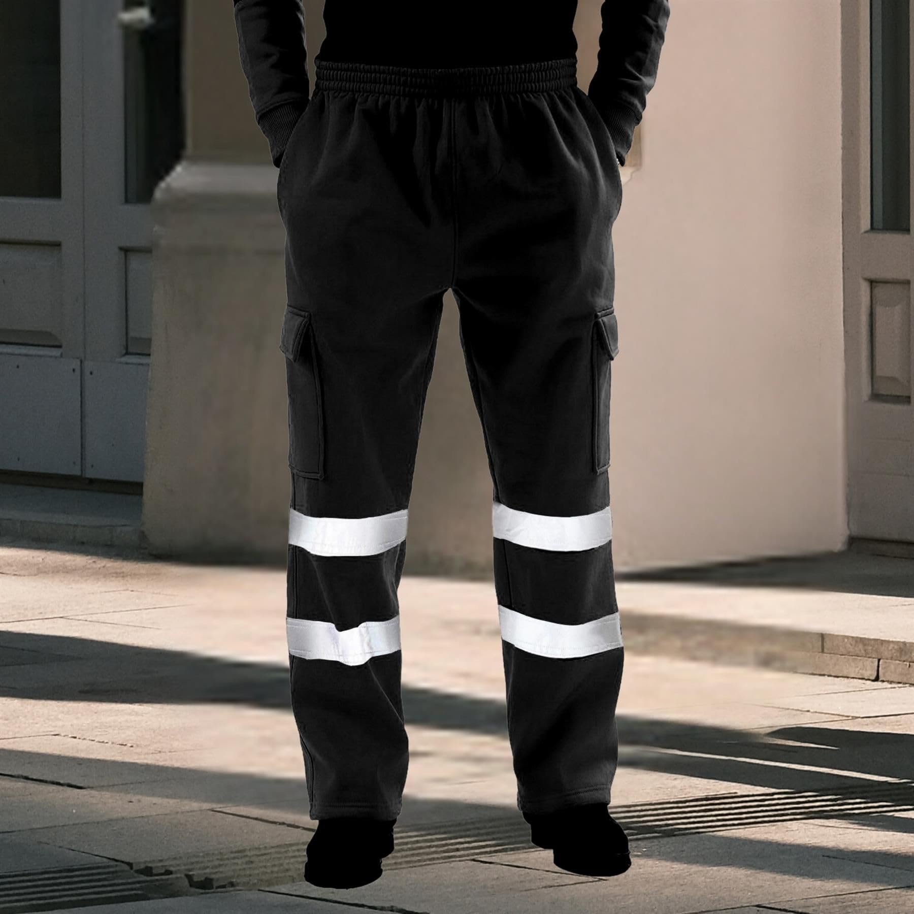 Nowe męskie Hi Vis Visiability Viz polarowe dolne spodnie dresowe bezpieczeństwo spodnie robocze spodnie