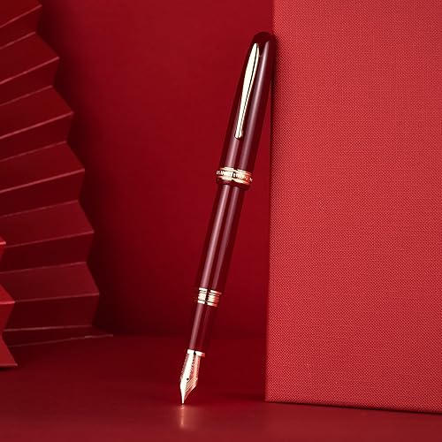 Hongdian Pluma Estilográfica Fina Vino Rojo Resina Clásico Instrumento de Escritura con Estuche de Metal disponible en Yaxa Colombia