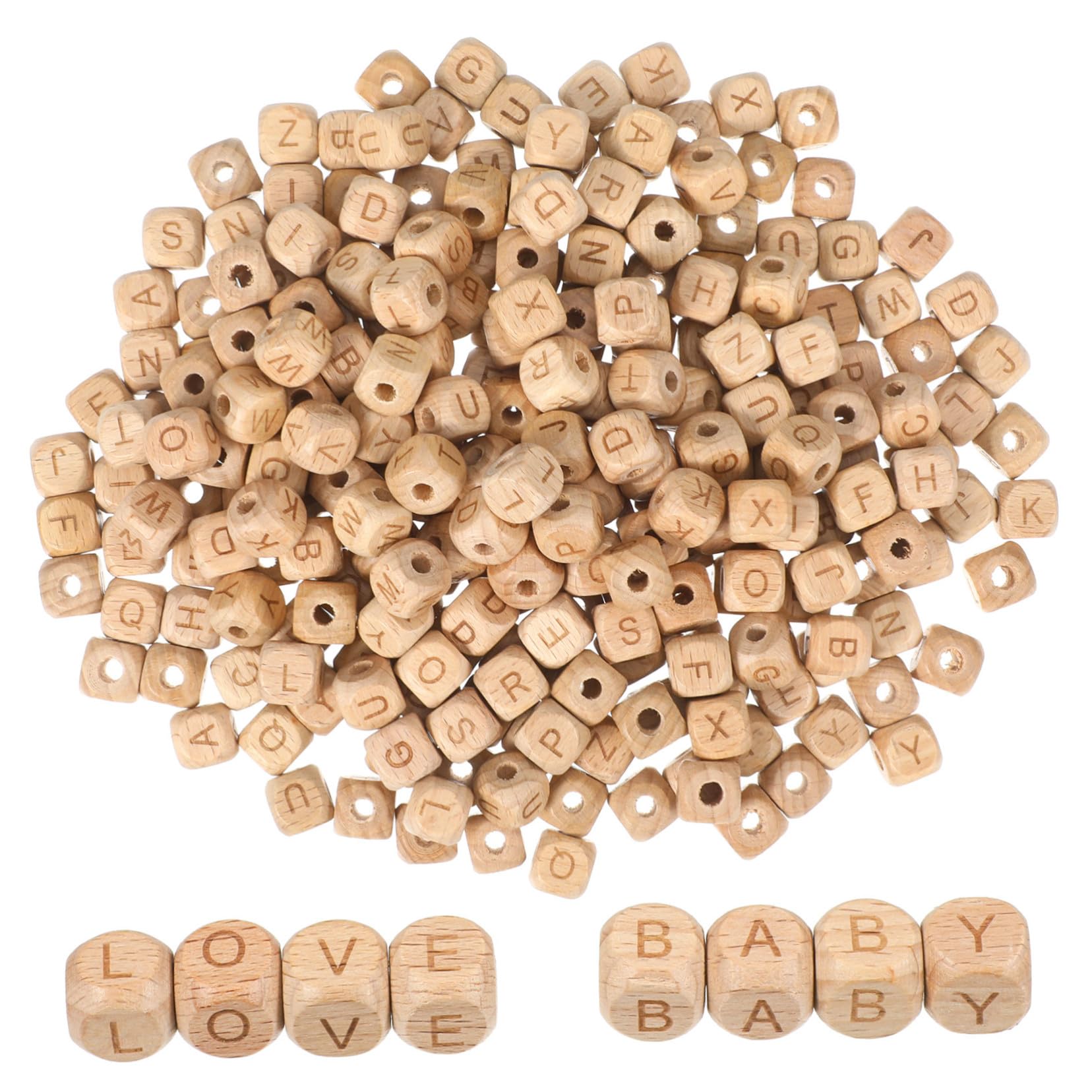 Uonlytech 260pezzi Perline di Legno di Faggio Lettere Alfabeto di Perline Quadrate in Legno Sfuse per Creazioni di Gioielli e Progetti Artigianali DIY Braccialetti
