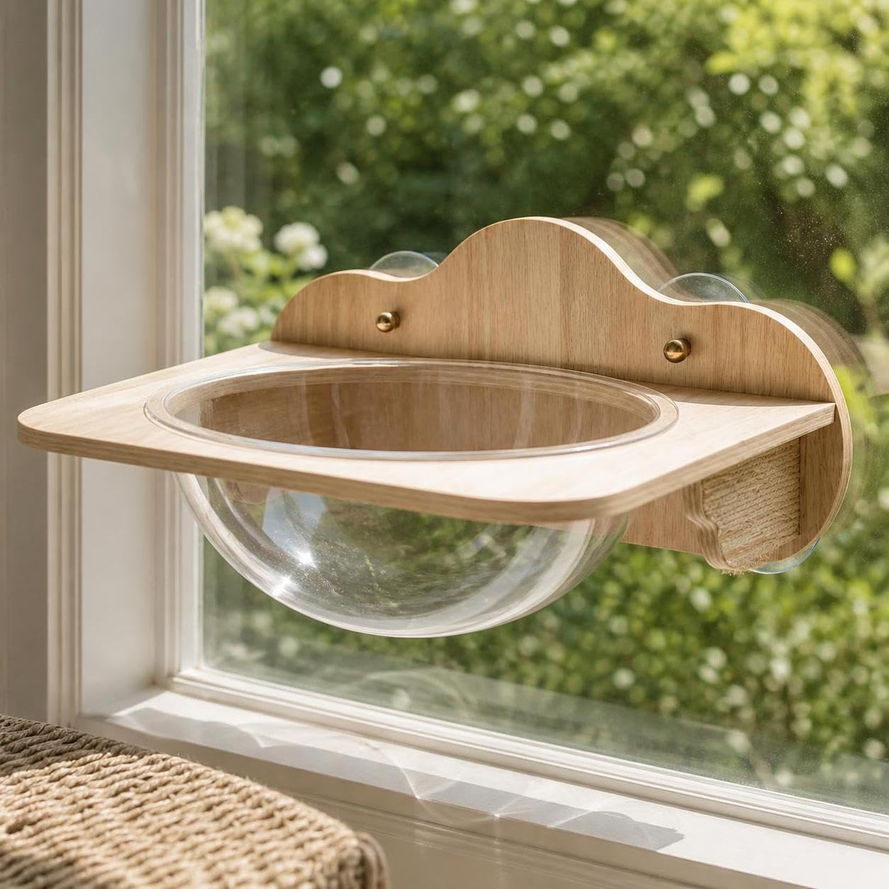 Hamaca para Gato Ventana Hamaca Repisa Cápsula Estante con Ventosas y Marco de Pino Estable Ahorro de Espacio y Montaje Fácil Adecuada para Relajación, Cama para Gatos de Cueva de