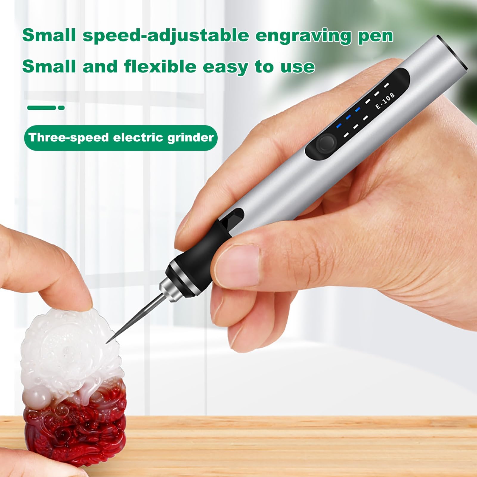 Stylo Graveur Électrique sans Fil, Multifonction Stylo De Graver, Outils De Gravure Rechargeable, Conçu pour Les Bricoleurs for Use on Plastics Wood Jewelry Metal Glass(Argent)