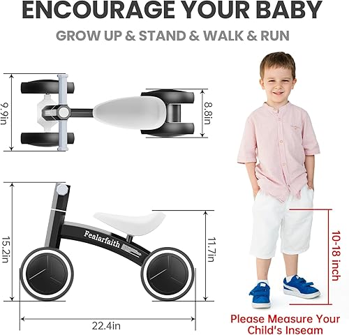 Miniatura 2 de Bicicleta de equilibrio de bebé para niños de 1 año, primera bicicleta para niños pequeños con 4 ruedas de iluminación coloridas, bicicleta de