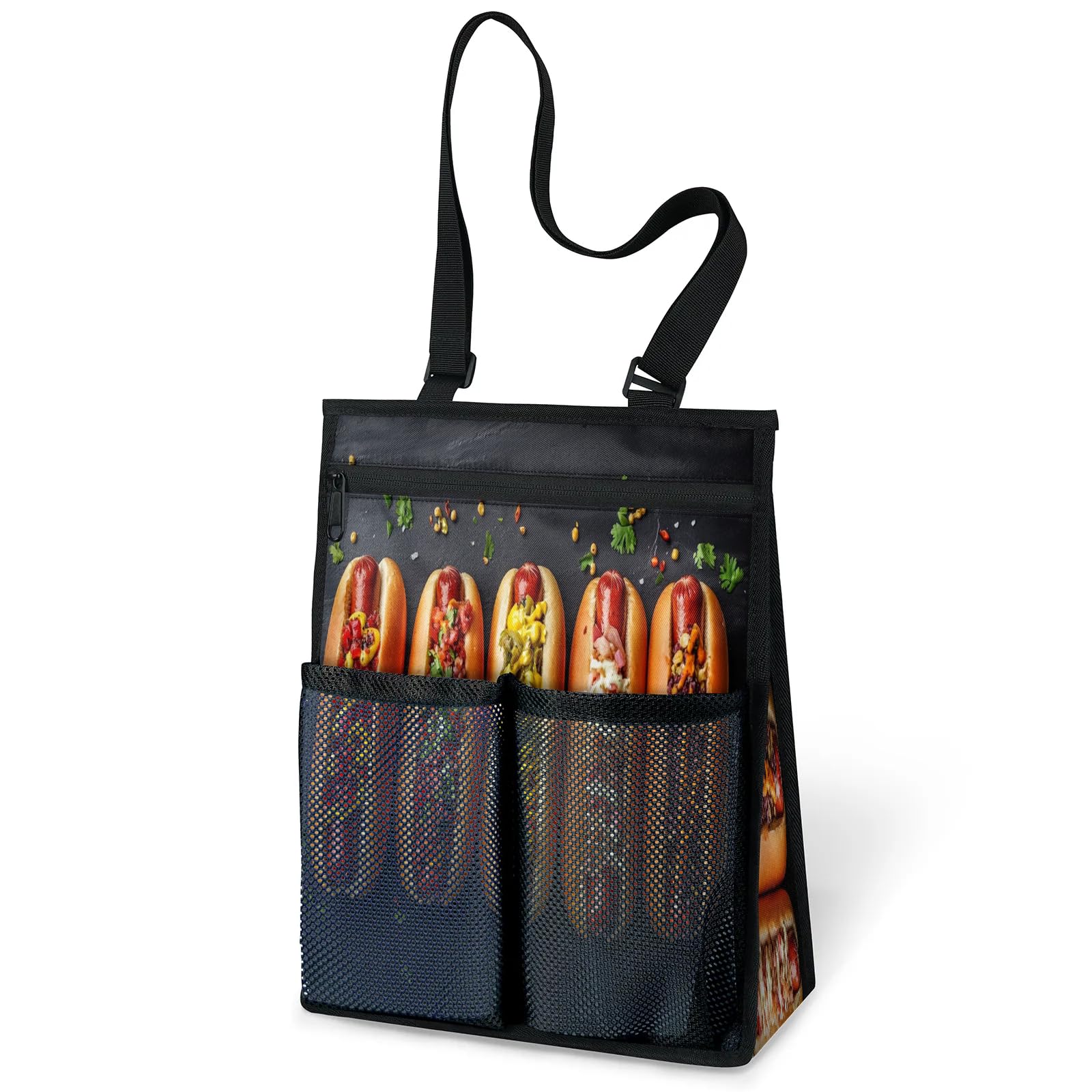 Ourtheme Hot Dogs Portable Shower Bag for Travel Gym Camp Beach Tote Shower Caddy Bags Hanging Toiletry Organizer