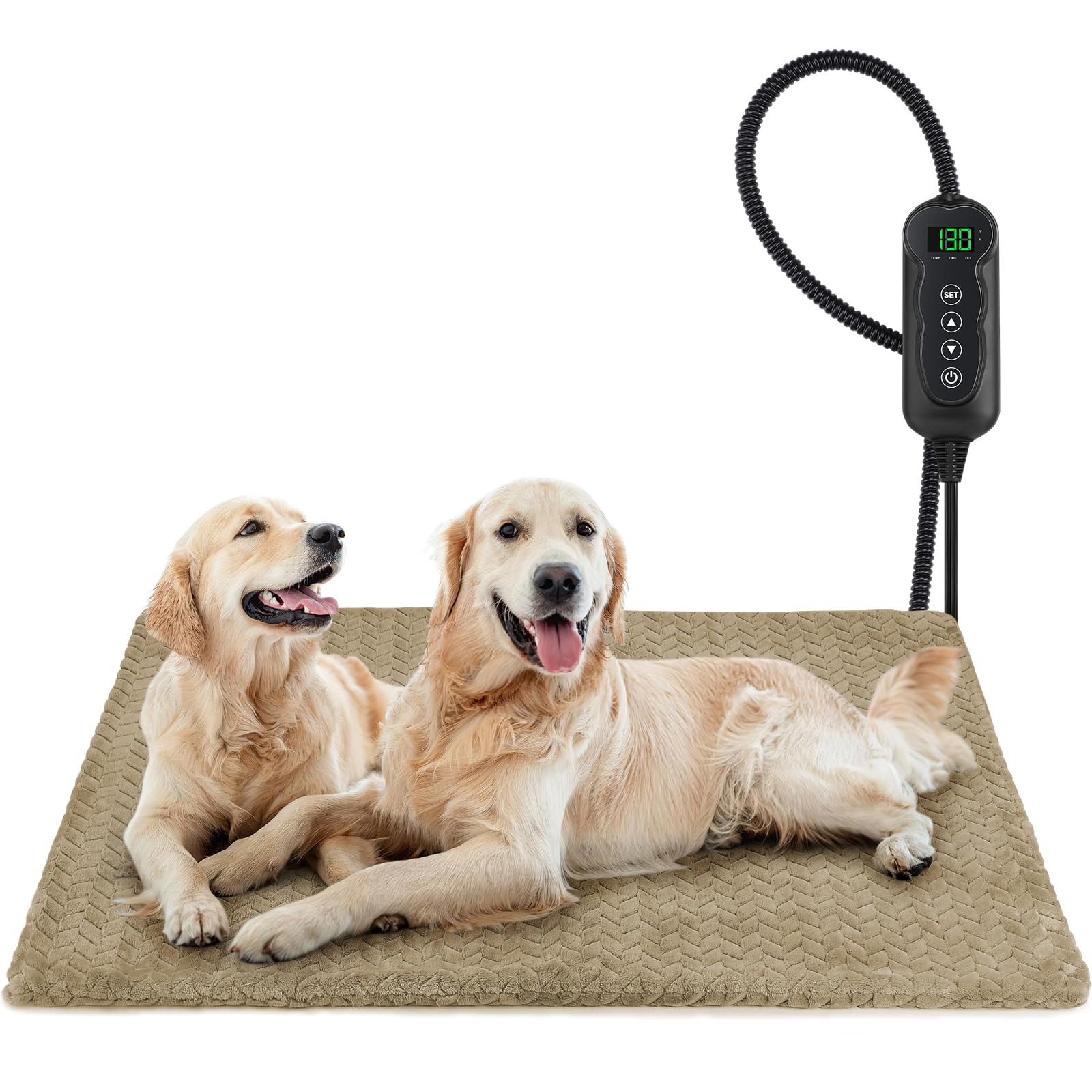 GASUR Heated Cat Bed, Waterproof Cat Heating Pad Indoor w/Timer, Temp Adjustable Pet Heating Pads for Cats Dogs, Auto Power-Off, Cats Warming Bed w/Remove Washable Cover, Anti-Chew,47''x28'', XLarge
