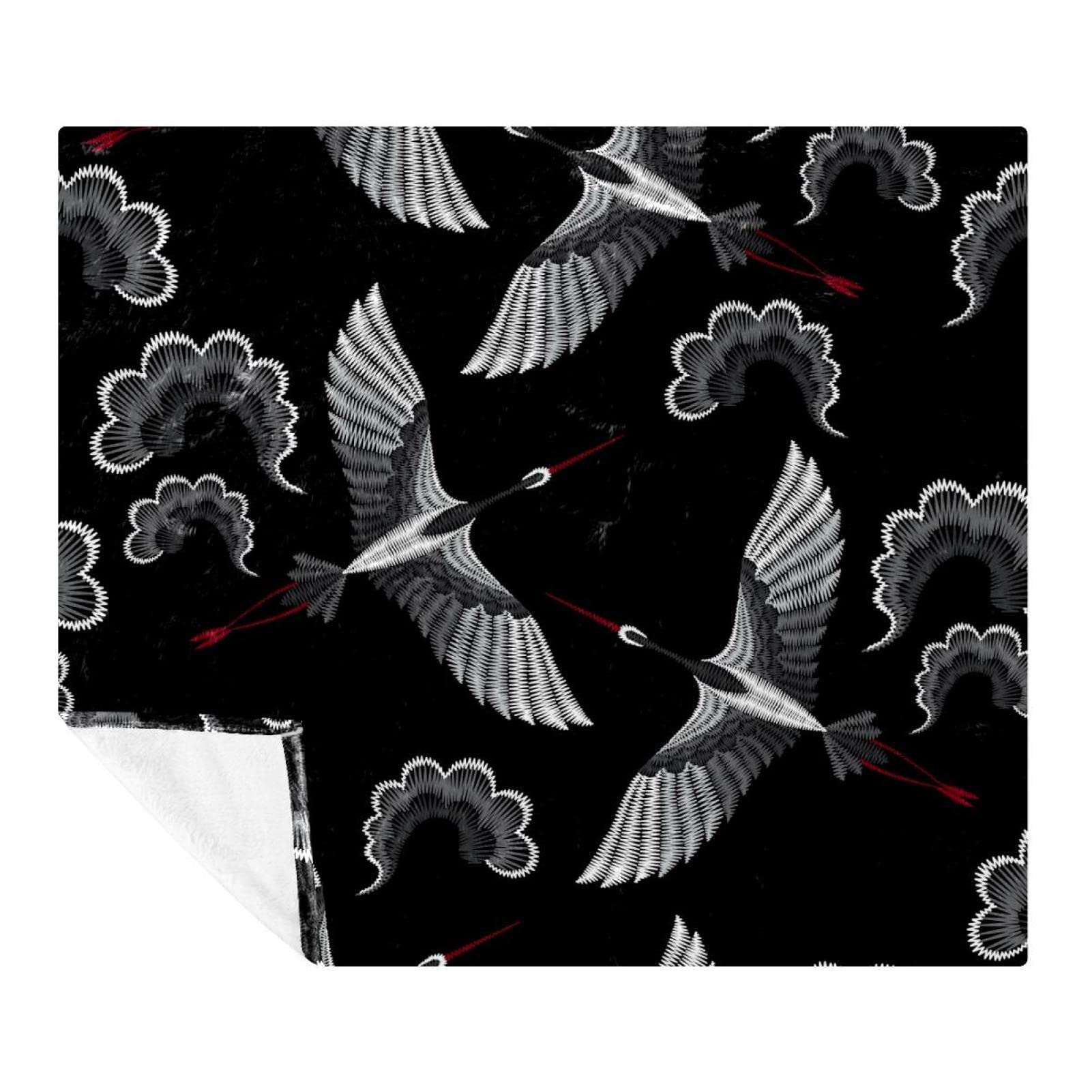 Couverture microfibre douce lit canapé voyage - Plaid enfants et adultes motif grues