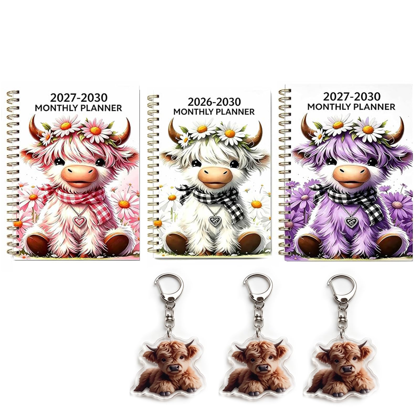 2026-2030 Monthly Planner Highland Cow, 60 Month with Monthly Tabs (ALL)