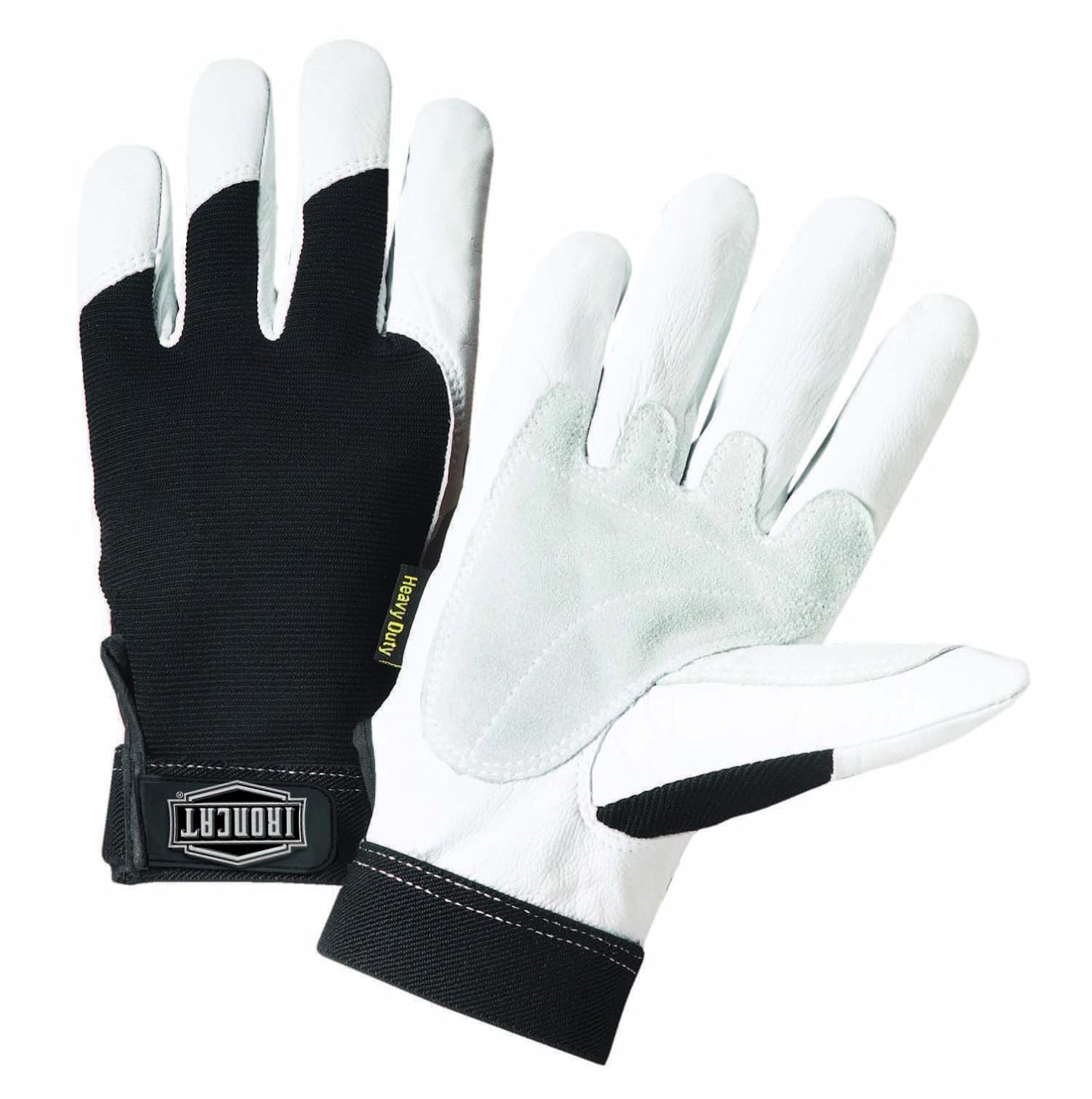 Exclusive Discount 70% Price IRONCAT 86550 Heavy-Duty Goatskin Palm Gloves – [1 Pair] Small, Reinforced Palm and Thumb, Spandex Back, Hook and Loop Elastic Wrist