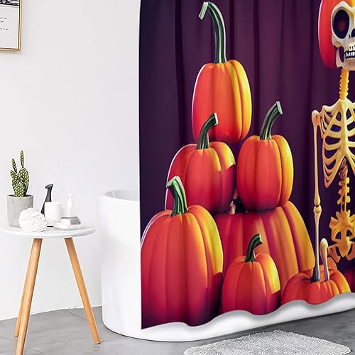 Miniatura 5 de Arttown Juego de cortinas de ducha de otoño con cubierta para tapa de inodoro y alfombras antideslizantes, 4 cortinas de ducha para baño, accesorios