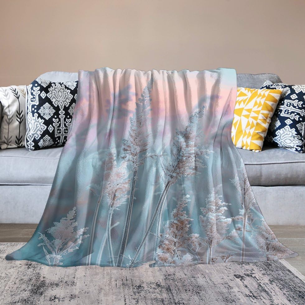 Couverture flanelle micro polaire motif herbe 152x203 cm pour lit et canapé