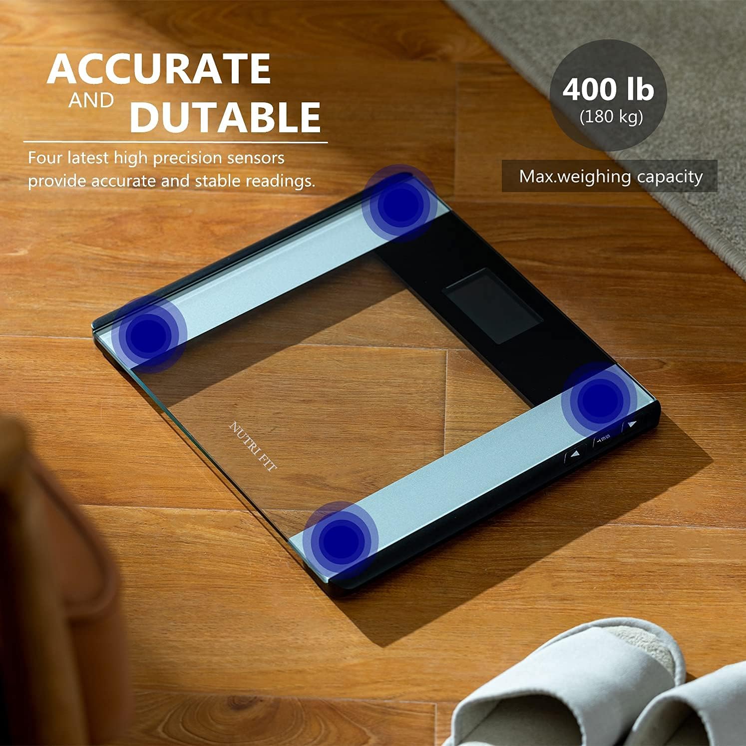 CAMRY Digital Bathroom Scale with four high-precision sensors and 400lb (180kg) maximum capacity