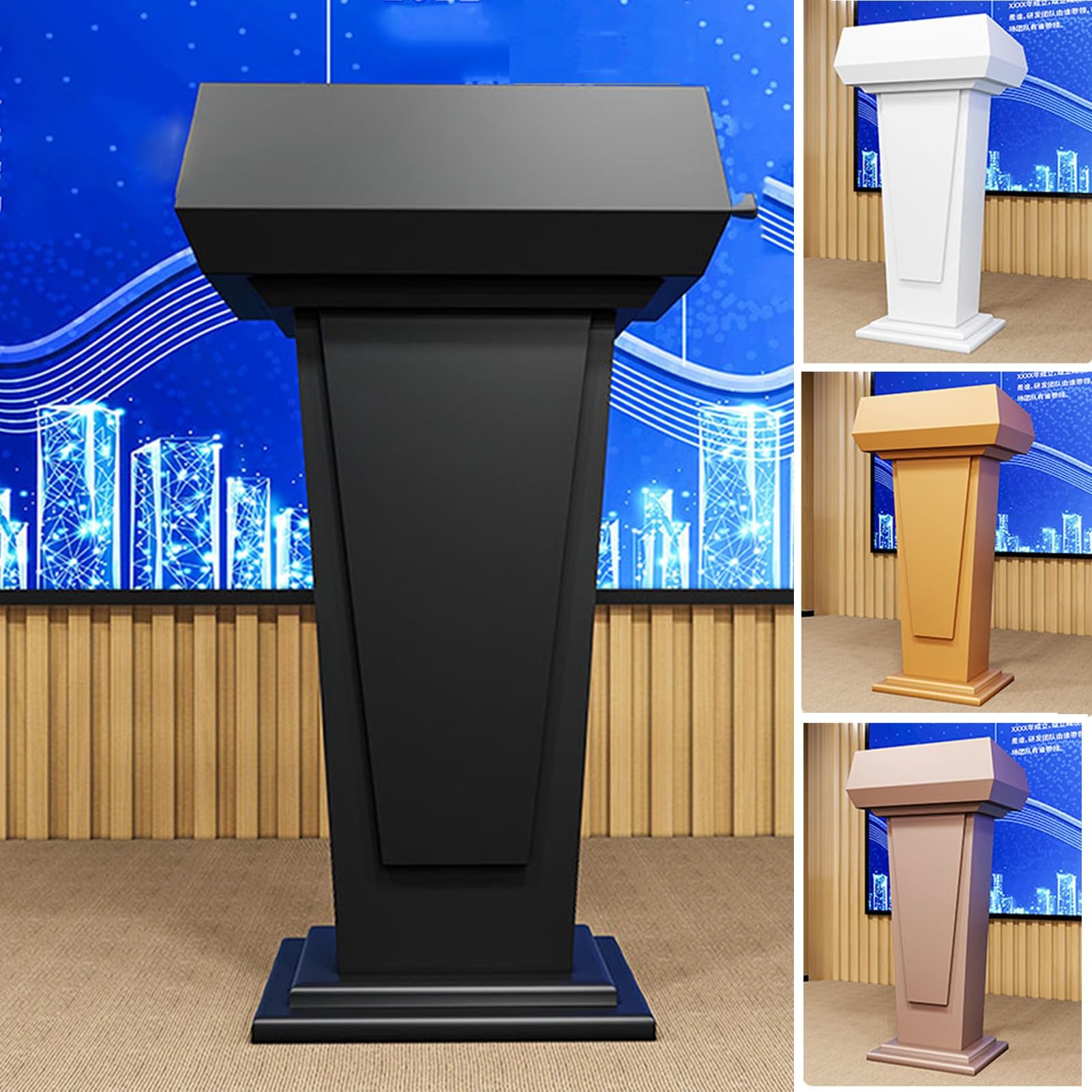 YUZES Minimalistisch Modern, Rednerpult Holz,bodenstehendes Podium, Kirchen Podium, Empfangspult,für Konferenz-Auditorium-Schulen (Color : Titanium Gold)