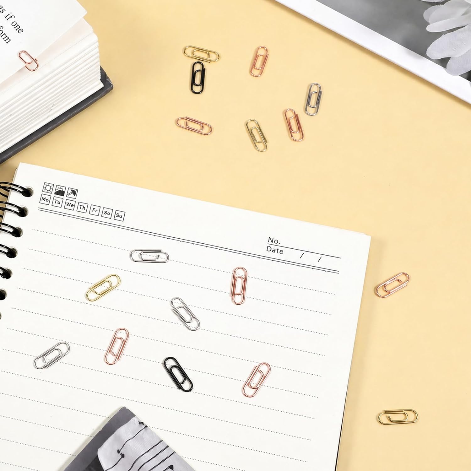 100 PCS Mini Paper Clips, 0.59 Inches Colorful Metal Tiny Paperclips image 5
