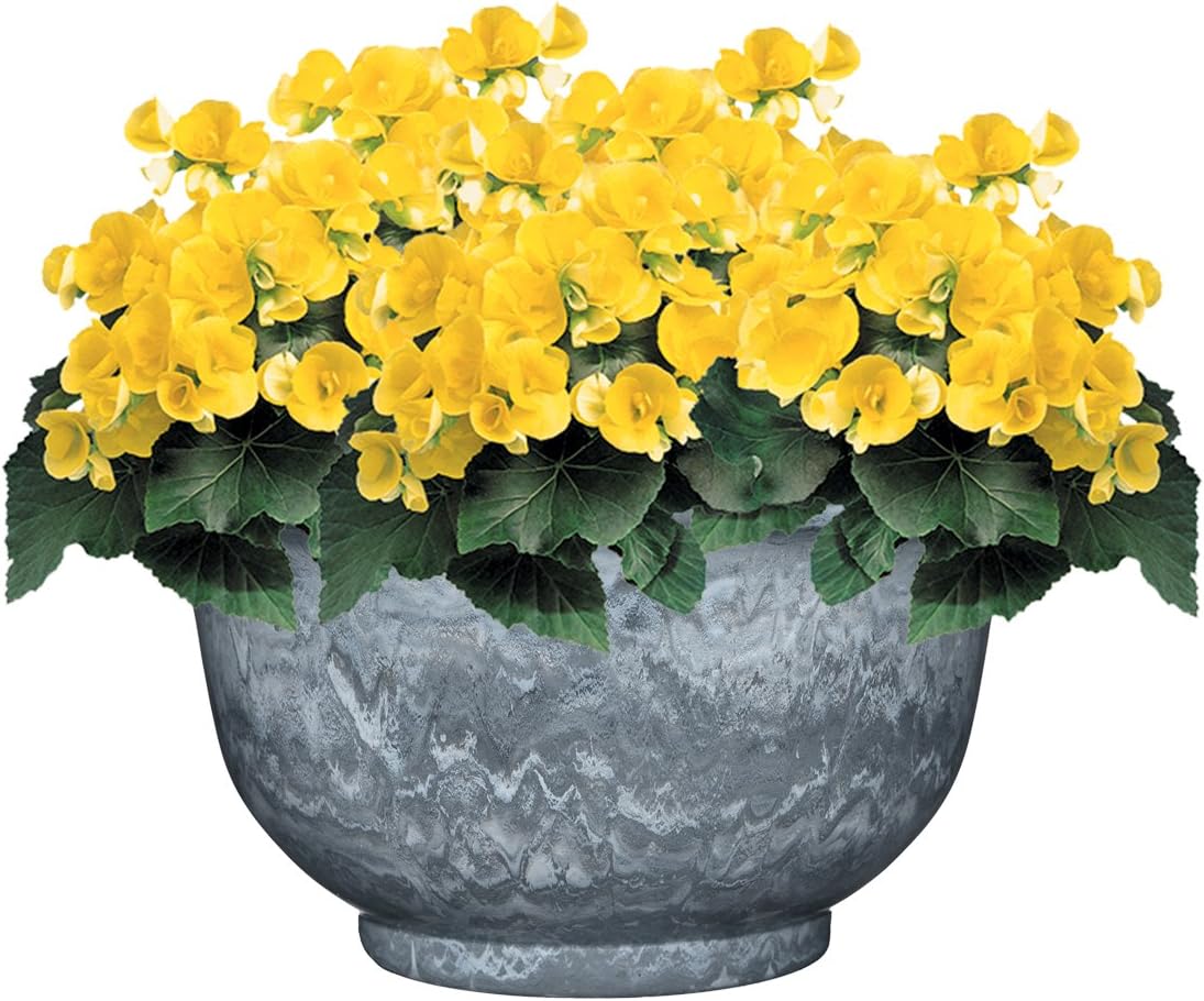 Classic Home and Garden Venetian Deep Bowl 12.5" Planter, Gray Granite