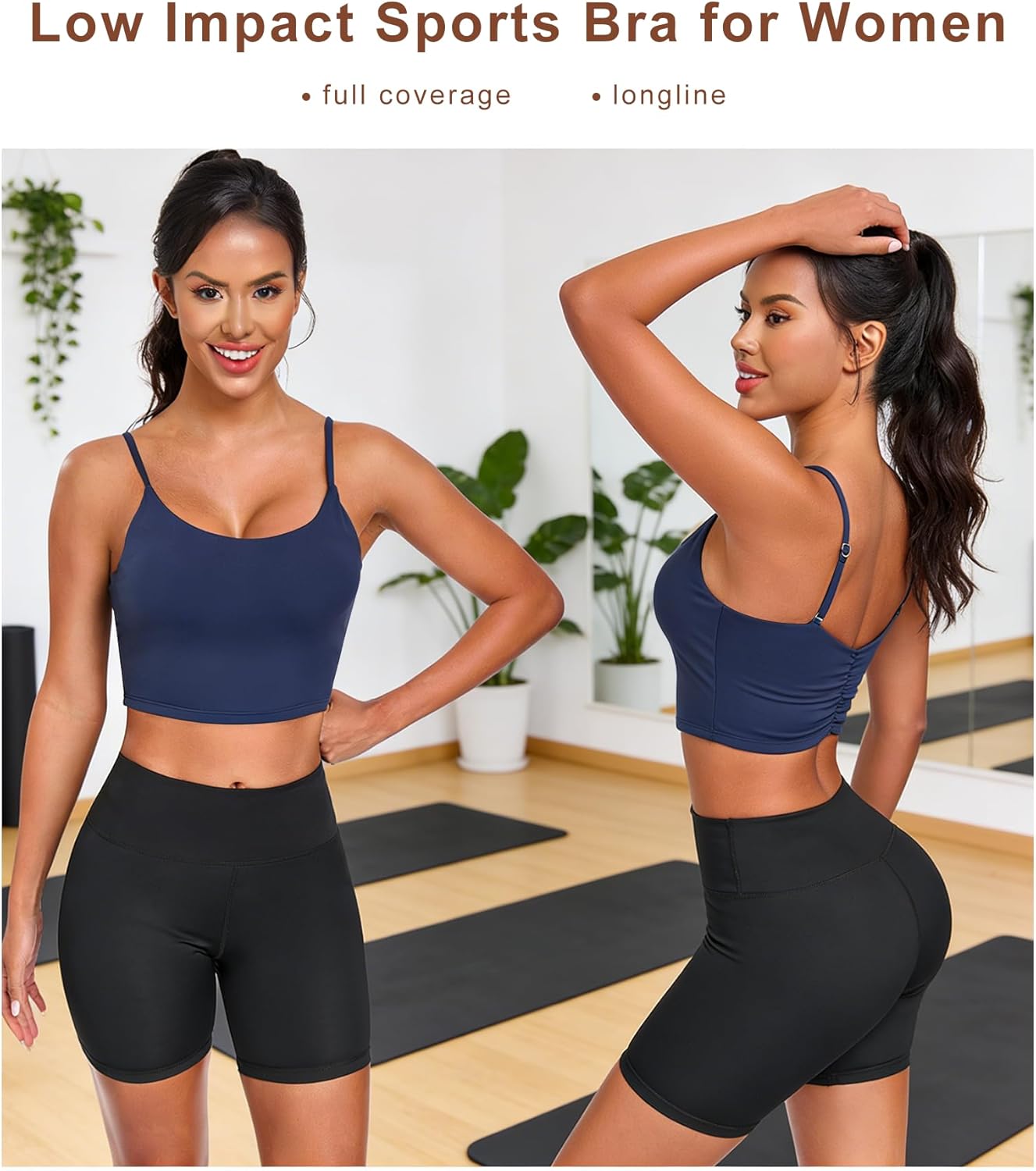 QUOJIZY Strappy Sports Bra for Women Longline Tank Top Built in Bra Open Back Workout Top with Adjustable Straps - Image 8