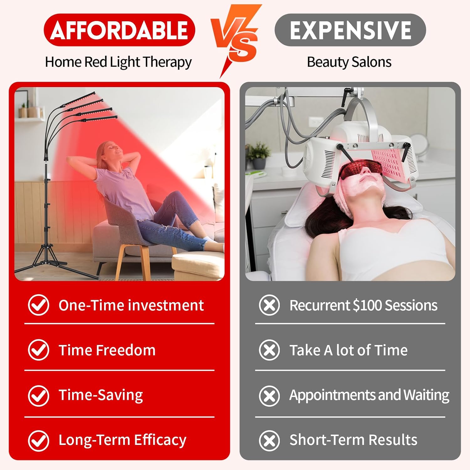 Red Light Therapy Lamp, Red Light Therapy Device for Body with 4 Heads, 660nm & 850nm Adjustable Infrared Lights Angle Lamp with Adjustable Stand, Portable for Full Body Muscle Joint Home Use