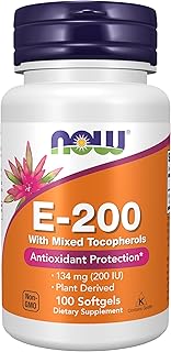 NOW Foods Supplements, Vitamin E-200 IU Mixed Tocopherols, Antioxidant Protection*, 100 Softgels