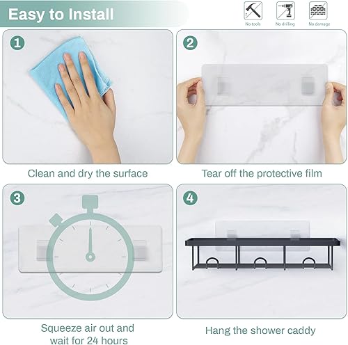 Miniatura 3 de Estantes de ducha para ducha interior, paquete de 2 unidades, organizador adhesivo de baño, cesta organizadora para almacenamiento y organización,