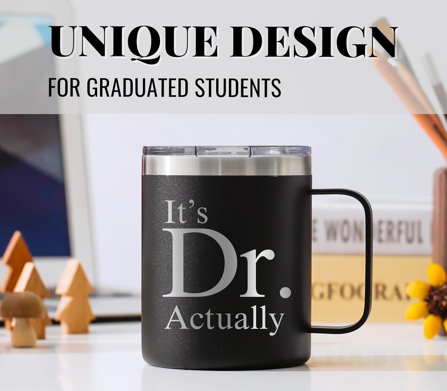 Onebttl Graduation Gifts For Men and Women, College Gifts for Degree, Master Degree and Doctor, Stainless Steel Insulated Coffee Mug - It's Dr Actually - Image 2