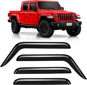 Voron Glass Tape-on Extra Durable Rain Guards for Jeep Gladiator 2020-2026, Window Deflectors, Vent Window Visors, 4 Pieces - 100275