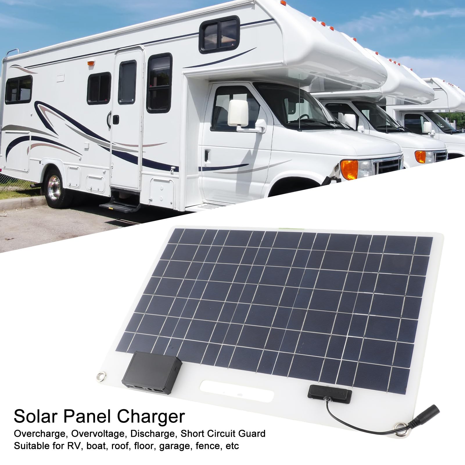 Pannello Solare da 100 W, Pannello Solare con Tecnologia al Silicio Monocristallino, Regolatore da 100 A con Uscita 12 V-24 V con Doppie Porte USB, Protezione da Sovratensione e Supporto