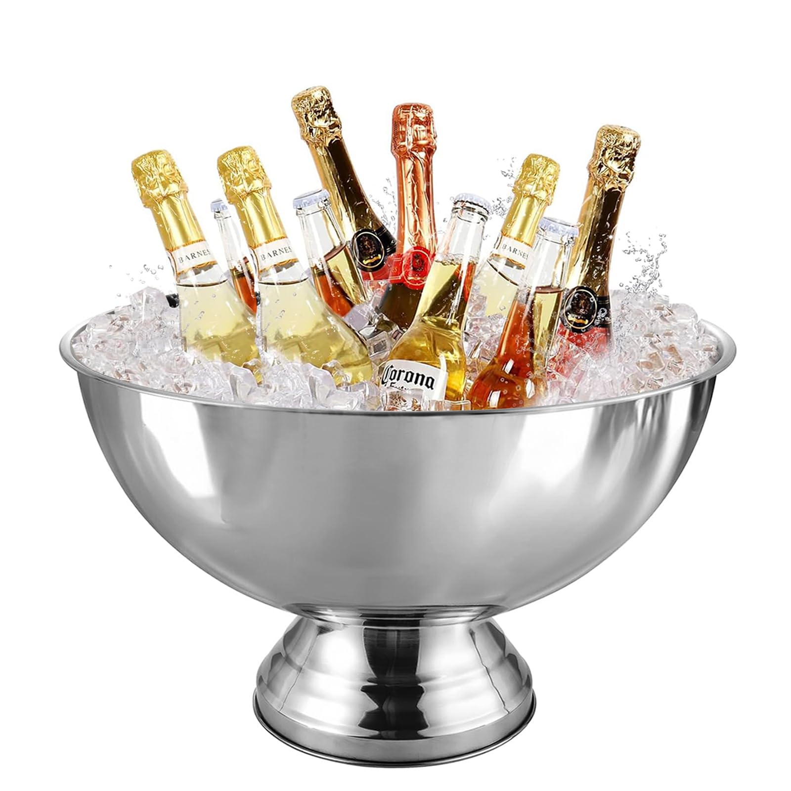 12L Large Stainless Steel Ice Bucket with Scoop,Cocktail Serving Bowl for Drinks,Round Beverage,Ice Container for Drinks and Parties,Food Grade,Perfect for Wine,Champagne or Beer Bottles