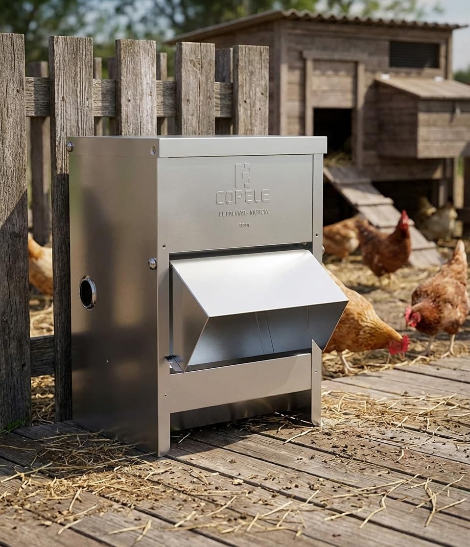Mangiatoia galline tramoggia esterna con visiera 12 kg, 24x20x50 cm