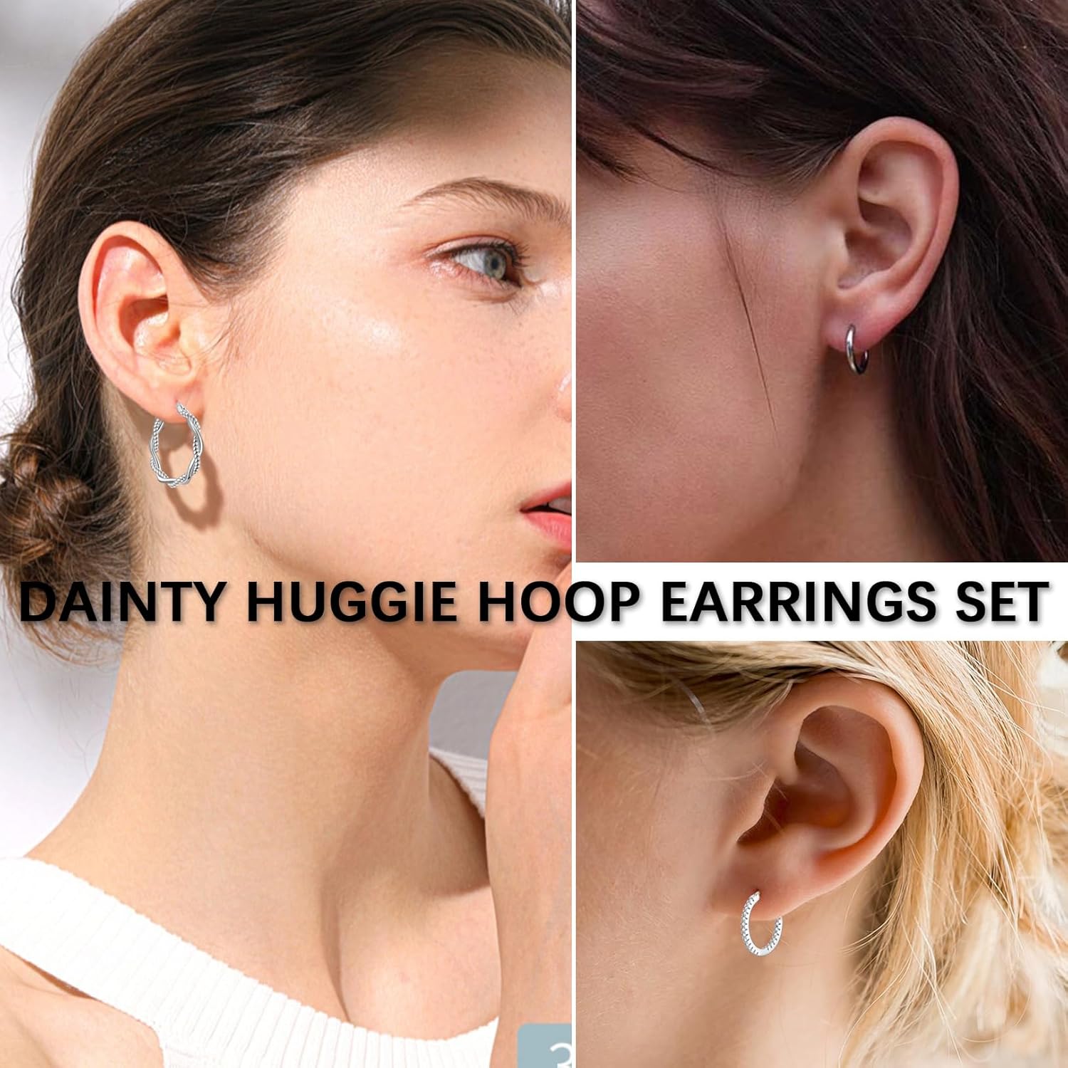 4 Pairs Silver Hoop Earrings for Women- 925 Hypoallergenic Sterling Silver Hoop Earrings Set,Large Minimalist Silver Hoops Gifts(30MM 40MM 50MM 60MM) - Image 2
