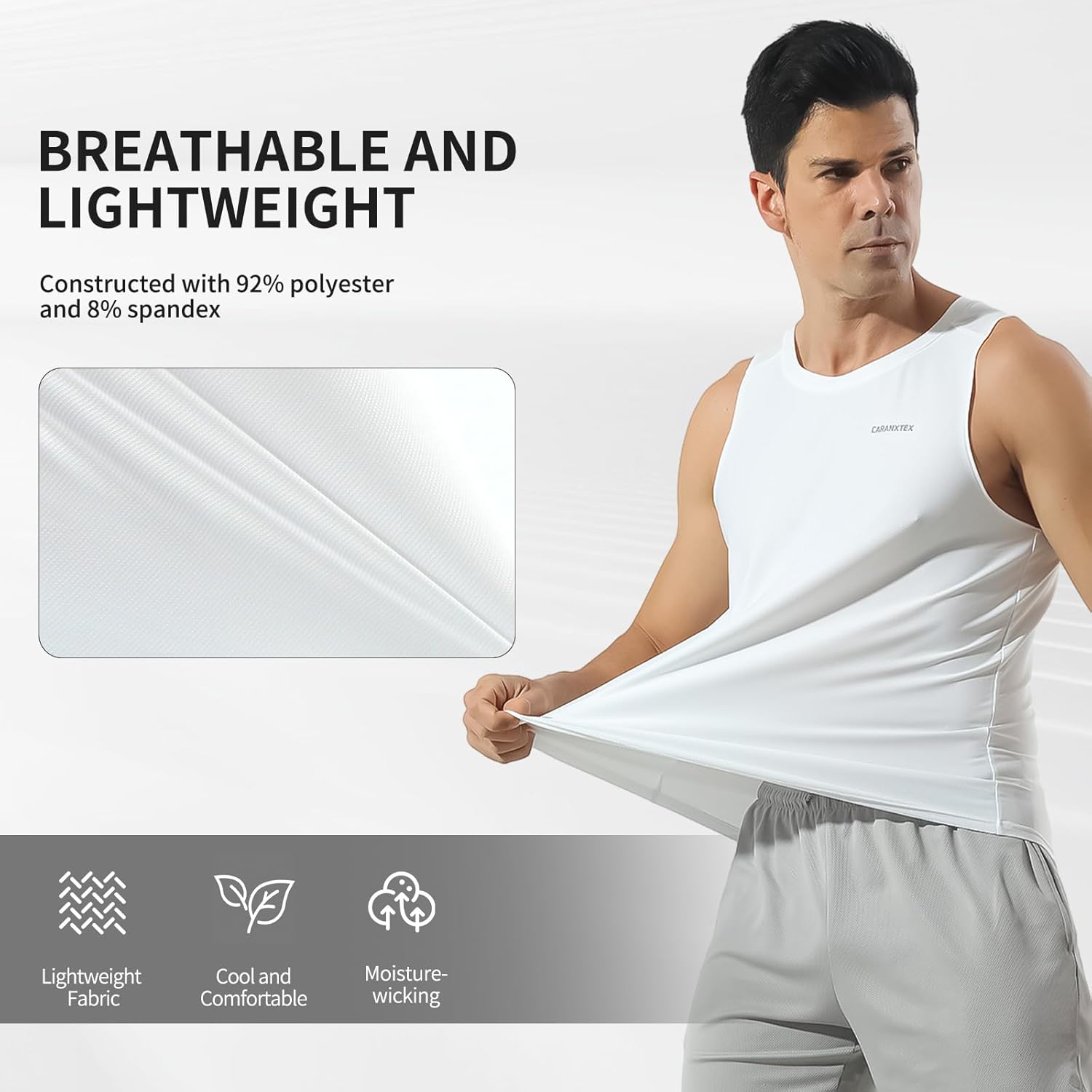 Men's Quick Dry Workout Tank Tops Bodybuilding Sleeveless Tee Fitness Gym Muscle Shirts for Active Men