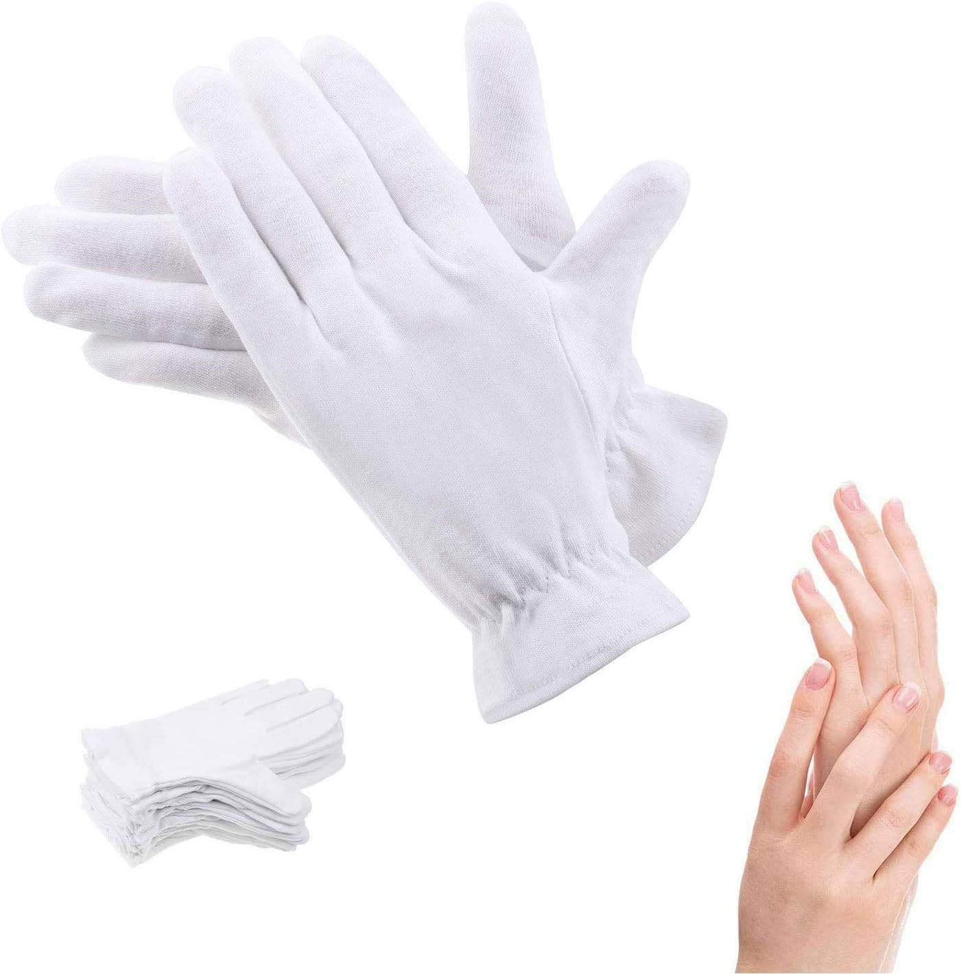 10Pairs Moisturizing Gloves Over Night Bedtime White Cotton Cosmetic