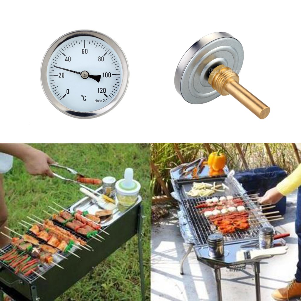 63mm Thermomètre à Cadran Horizontal Aluminium Jauge de Température 0-120C