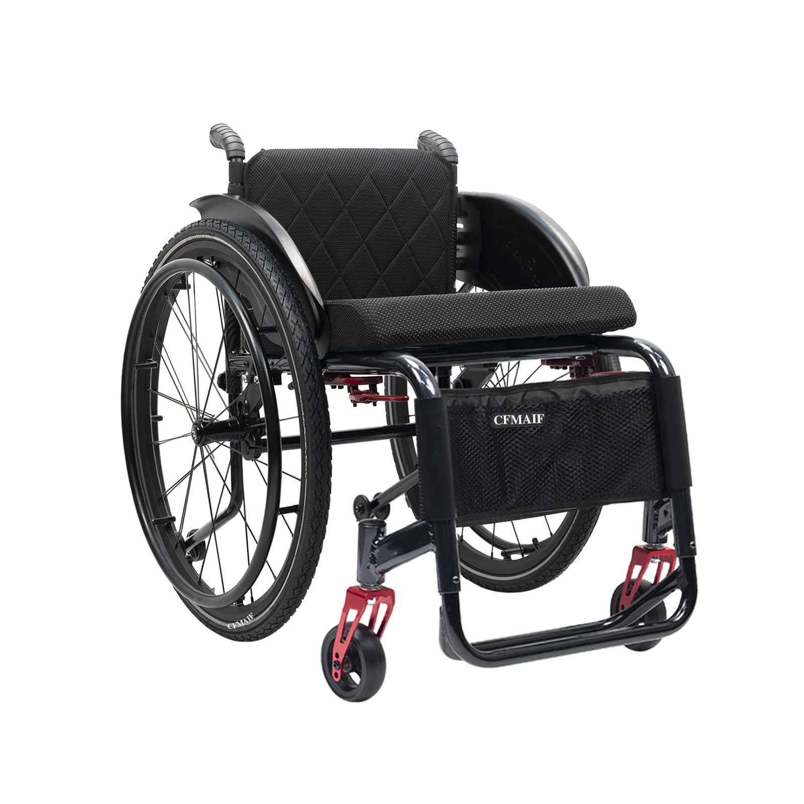 Samobieżny wózek inwalidzki, aluminiowy wózek inwalidzki dla dorosłych i seniorów, lekki wózek podróżny (43 cm, na co dzień)