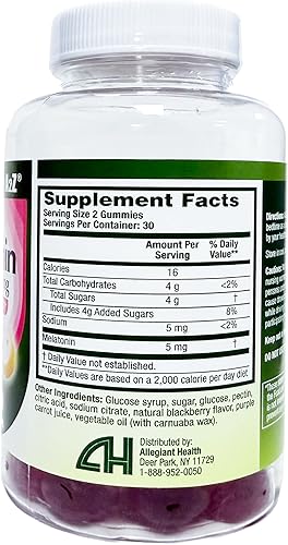 Miniatura 2 de HealthA2Z Gomitas de melatonina  60 unidades  5 mg  Ayuda natural para dormir para un sueño profundo y reparador  Sabor BlackBerry  Gomitas de ayuda