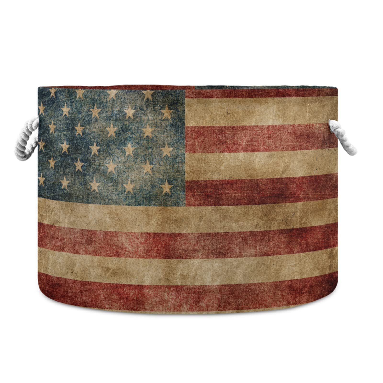 Toy Storage Basket Vintage American Flag-1 Storage Bin Nursery Storage Containers Waterproof Linning Laundry Basket for Kids Room Bathroom