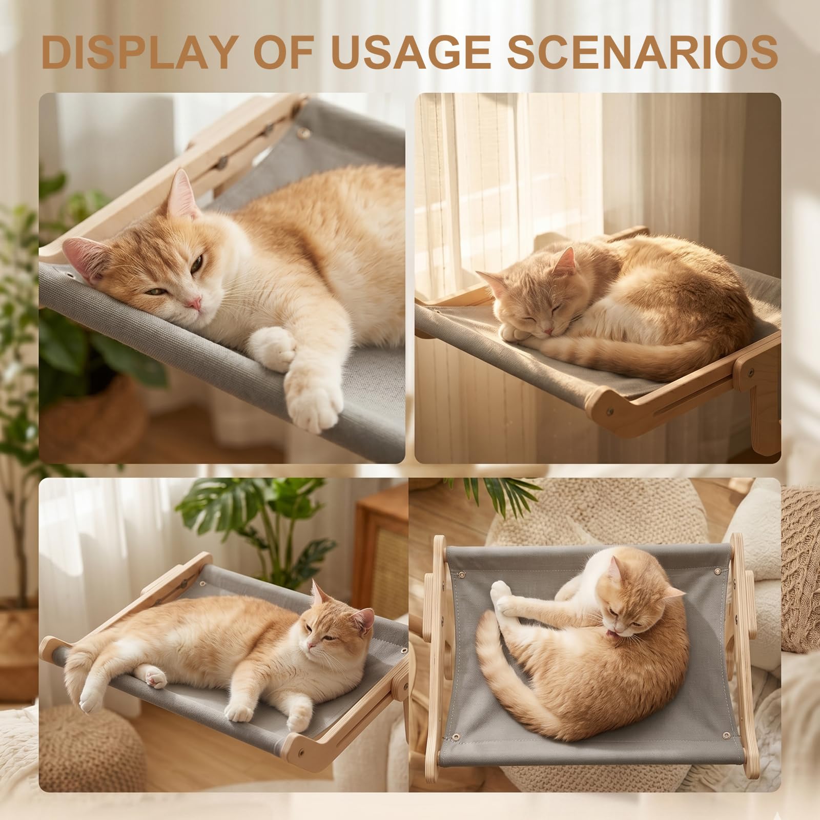 Hamaca para ventana, hamaca para gatos, balcón, madera para gato, ventana, perchas, hamaca para gatos, cama para borde de cama, gatos, balcón, hamaca
