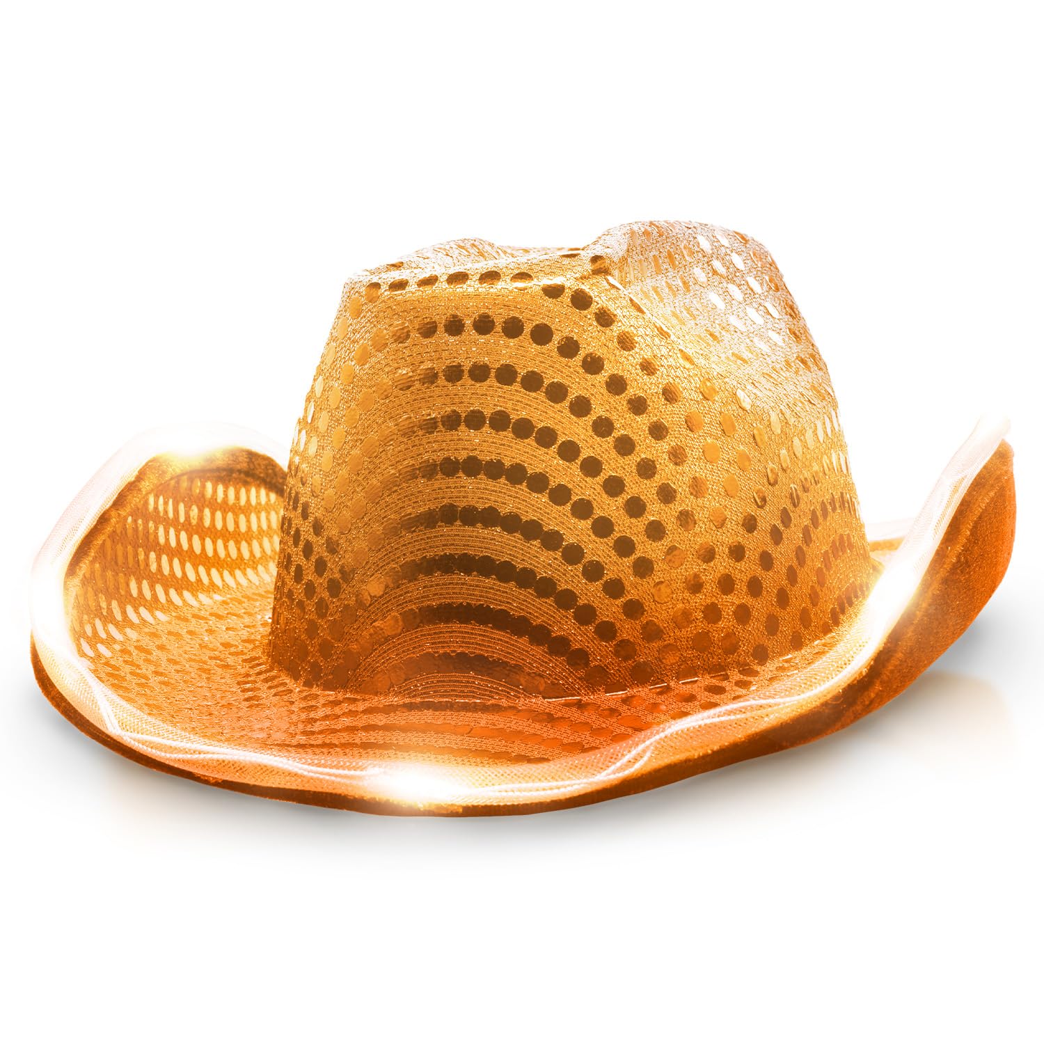 Windy City Novelties LED Light Up Sequin Cowboy Hat - Unisex Size 6 7/8
