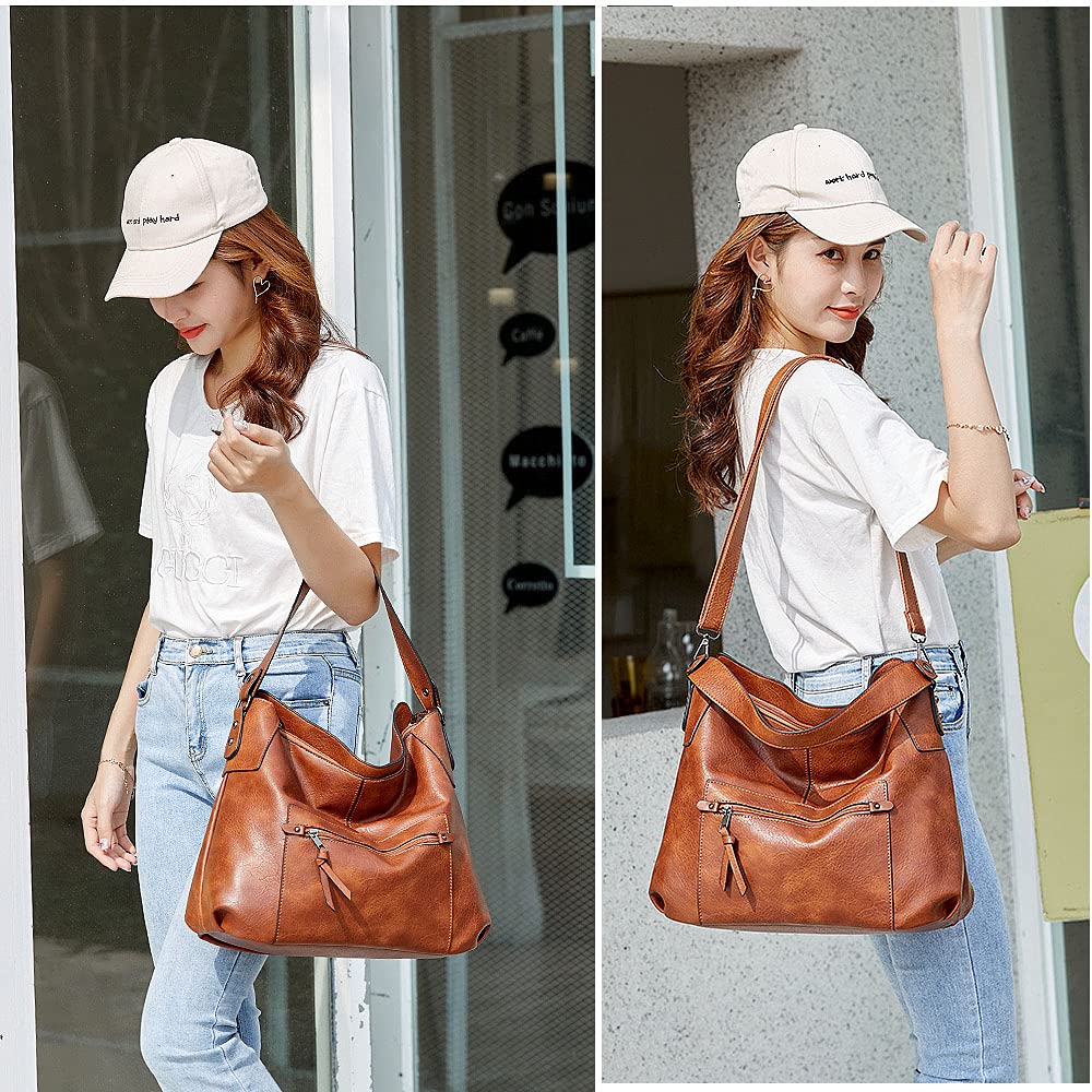 Damskie torebki PU wegańska skóra hobby torba na ramię moda torebka sakiewka torba crossbody, Czarny, Medium